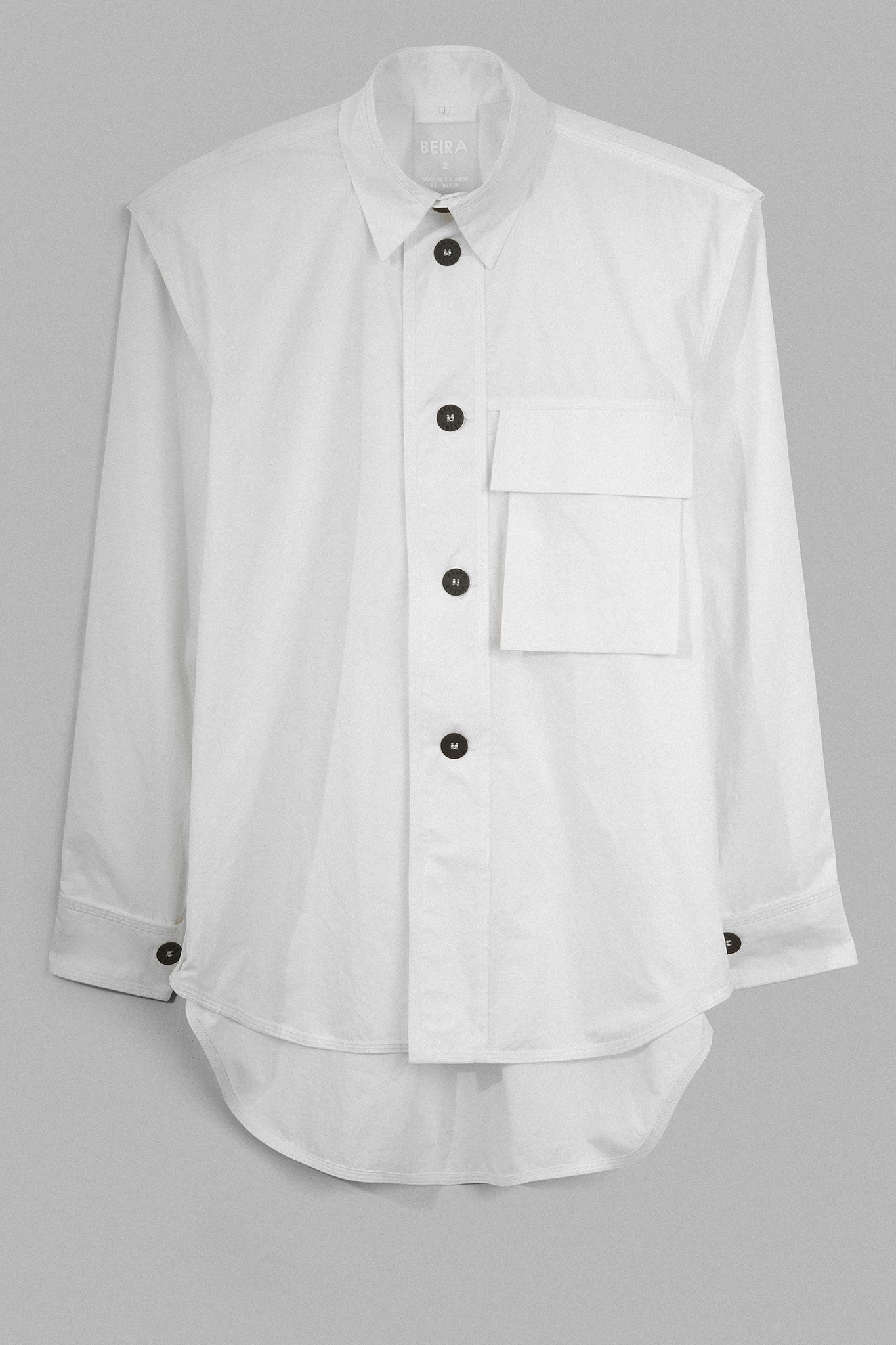 Camisa com Bolso Algodão - Branco