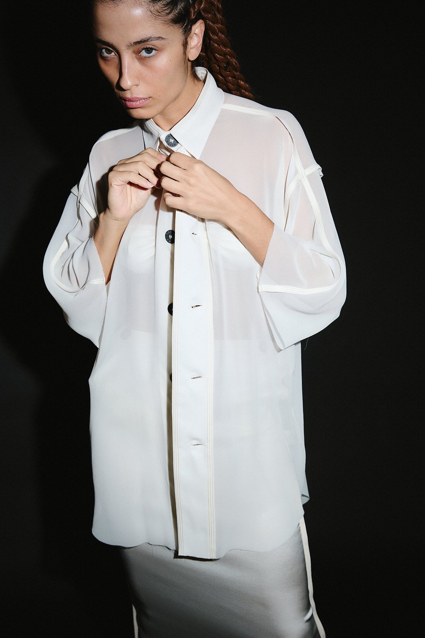 Camisa Oversized de Seda - Branco